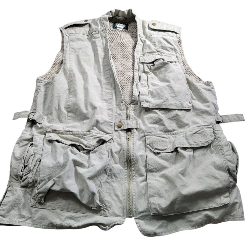 Cabelas Vest Mens Large Fishing Utility Vented Hiking Outdoor Camping Zip